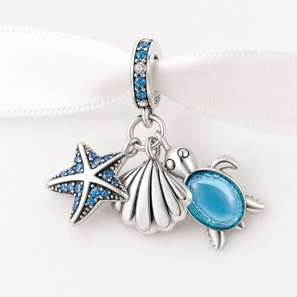 Sea Turtle Dangle sterling silver charm alternate view