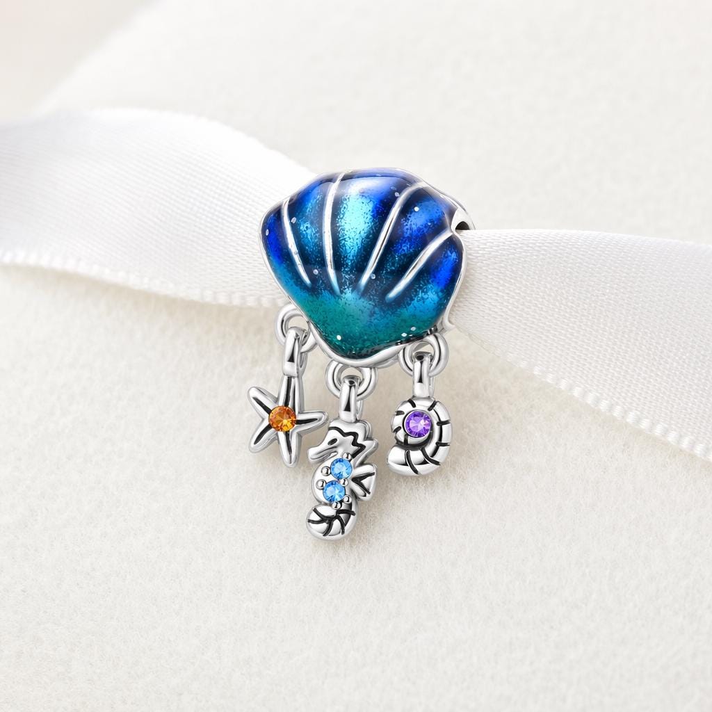 Blue Shell sterling silver charm alternate view