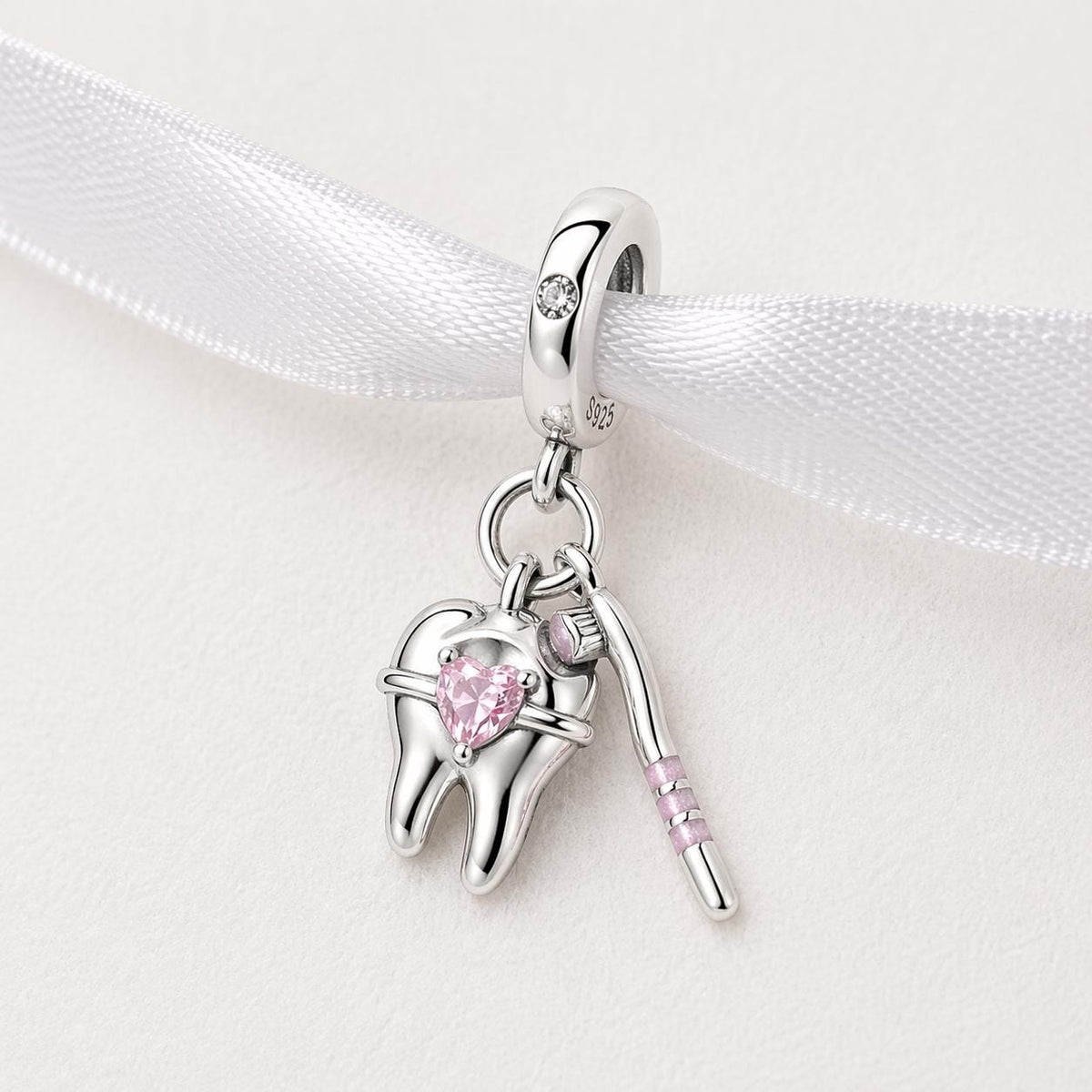 Dentist Tooth sterling silver charm alternate view