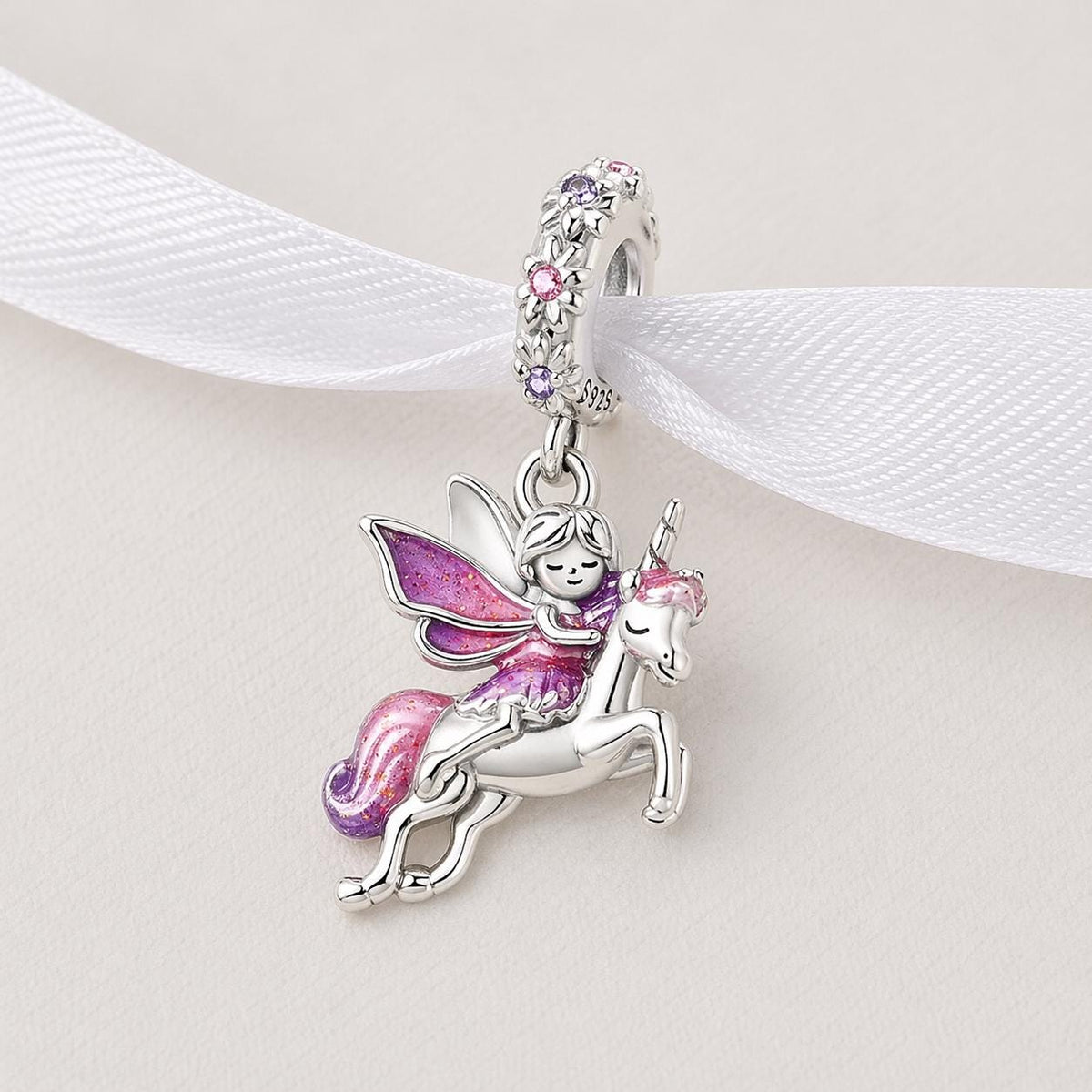 Fairy Unicorn sterling silver charm alternate view