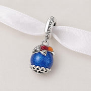 Lucky Koi Fish Dangle Fits Pandora Charm Bracelet, Silver Orb Jewelry, Success Wealth Gift