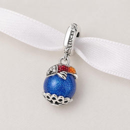 Lucky Koi Fish Dangle Fits Pandora Charm Bracelet, Silver Orb Jewelry, Success Wealth Gift
