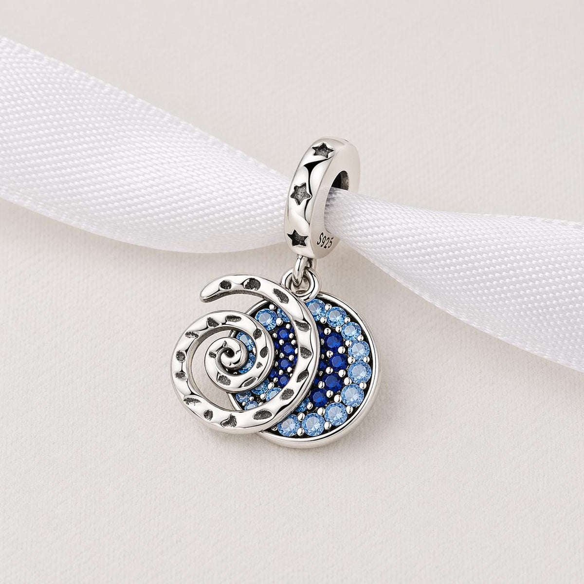 Ocean Wave Spiral sterling silver charm alternate view