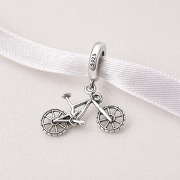 Silver Bicycle Dangle Fits Pandora Charm Bracelet, Mountain Bike Traveler Jewelry, Outdoor Sport Gift