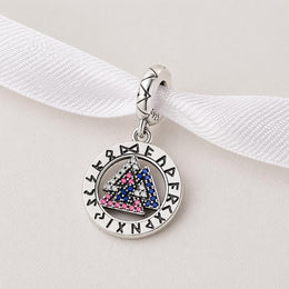 Viking Valknut Bead Fits Pandora Charm Bracelet, Silver Norse Rune Dangle Pagan Mythology Gift