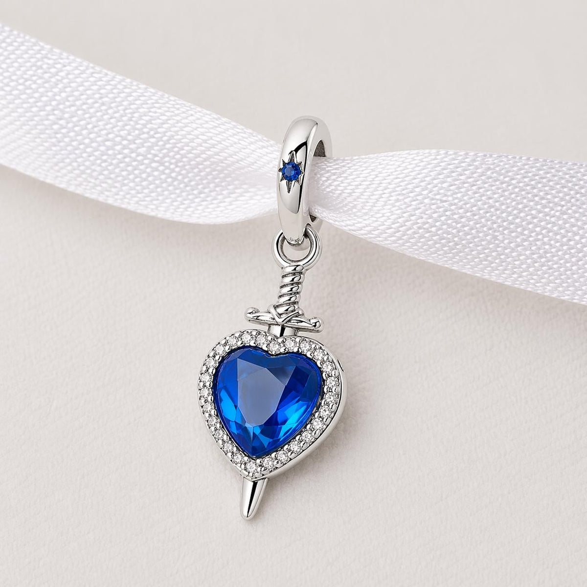 Blue Heart Dagger sterling silver charm alternate view