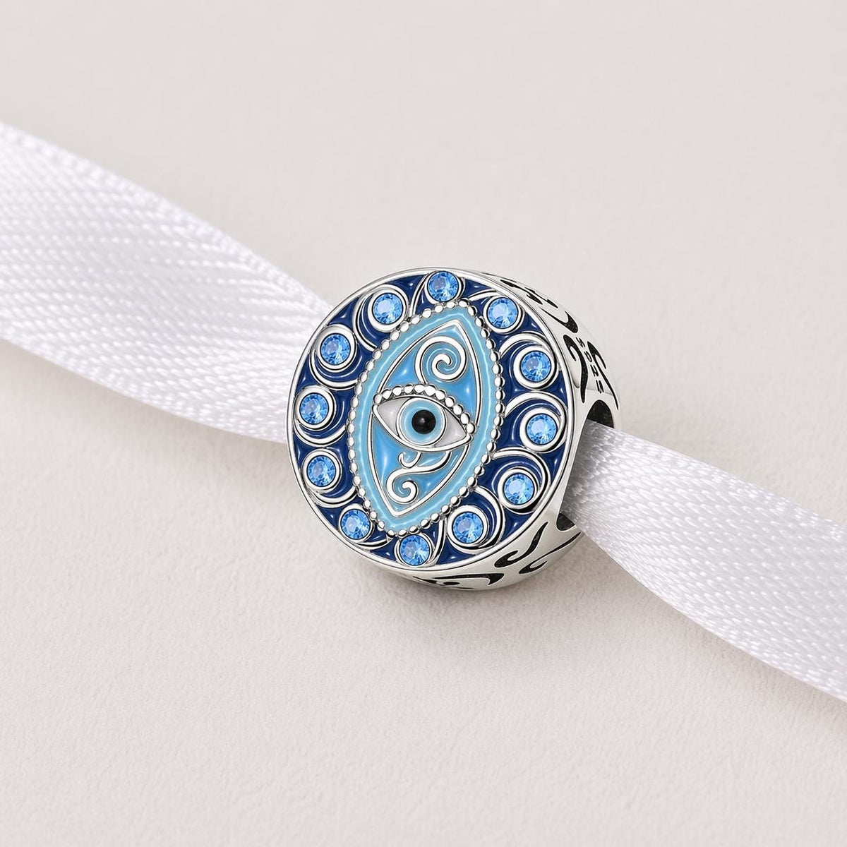 Ornate Evil Eye sterling silver charm alternate view
