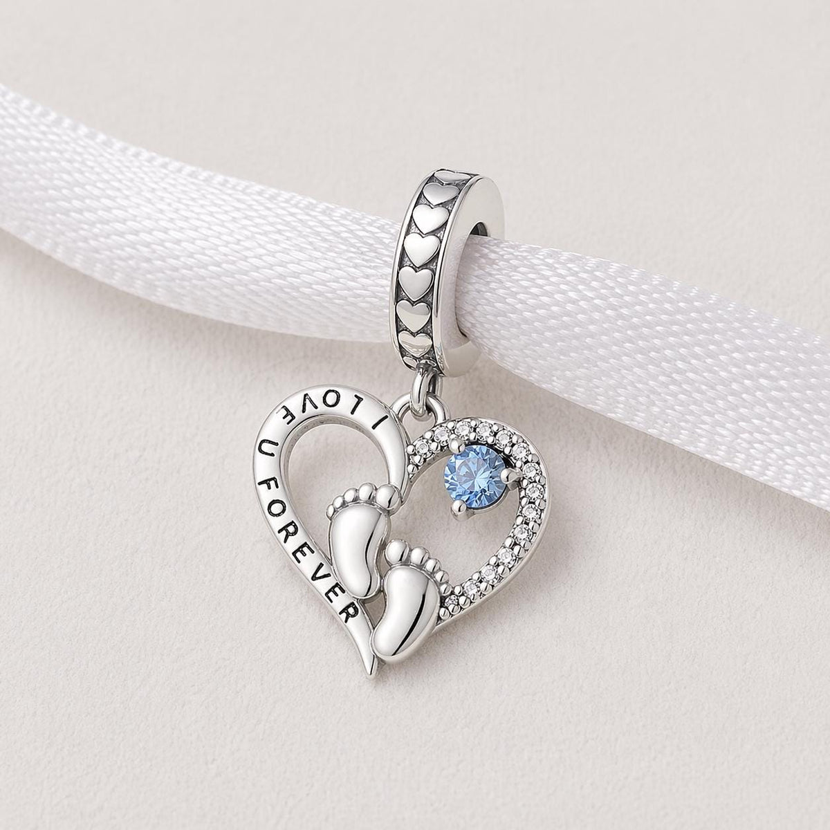 Baby Footprint Heart sterling silver charm alternate view
