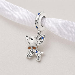 Chihuahua Celestial Bead Fits Pandora Charm Bracelet, Silver Dog Star Moon Dangle Gift