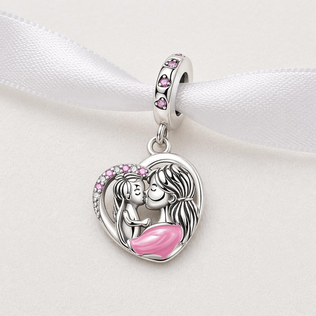 Mother Daughter sterling silver charm alternate view