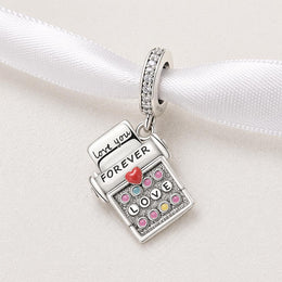 Typewriter Dangle Fits Pandora Charm Bracelet, Dainty Jewelry Gift for Her, Retro Writer Romance