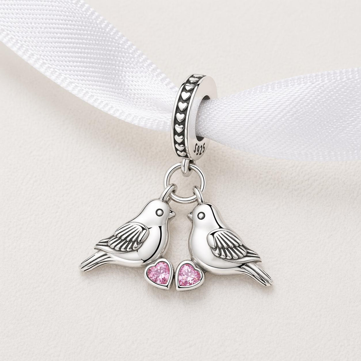 Love Birds sterling silver charm alternate view