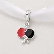 Table Tennis Bead Fits Pandora Charm Bracelet, 925 Sterling Silver Ping Pong, Sports Gift