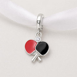 Table Tennis Bead Fits Pandora Charm Bracelet, 925 Sterling Silver Ping Pong, Sports Gift