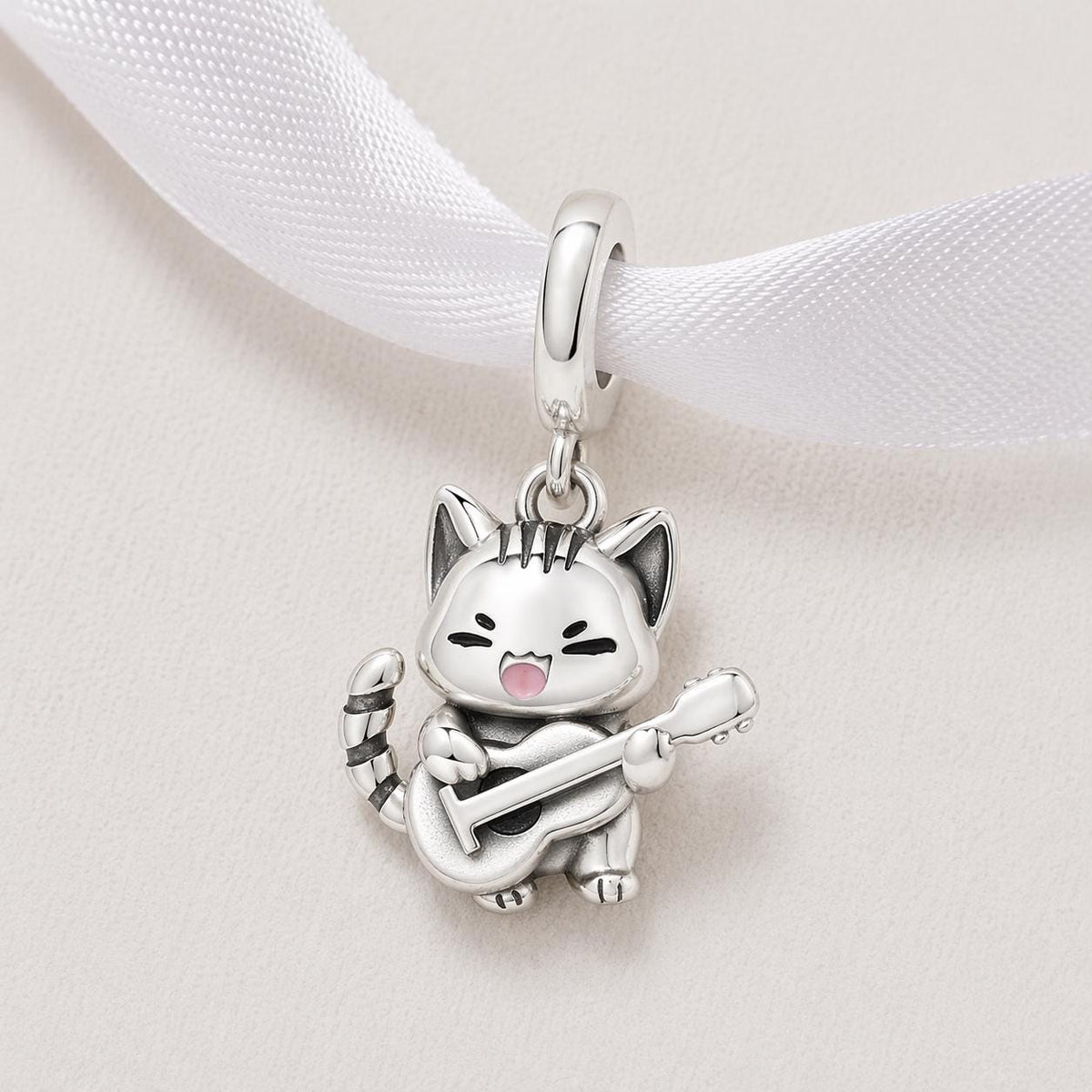 Cat sterling silver charm alternate view