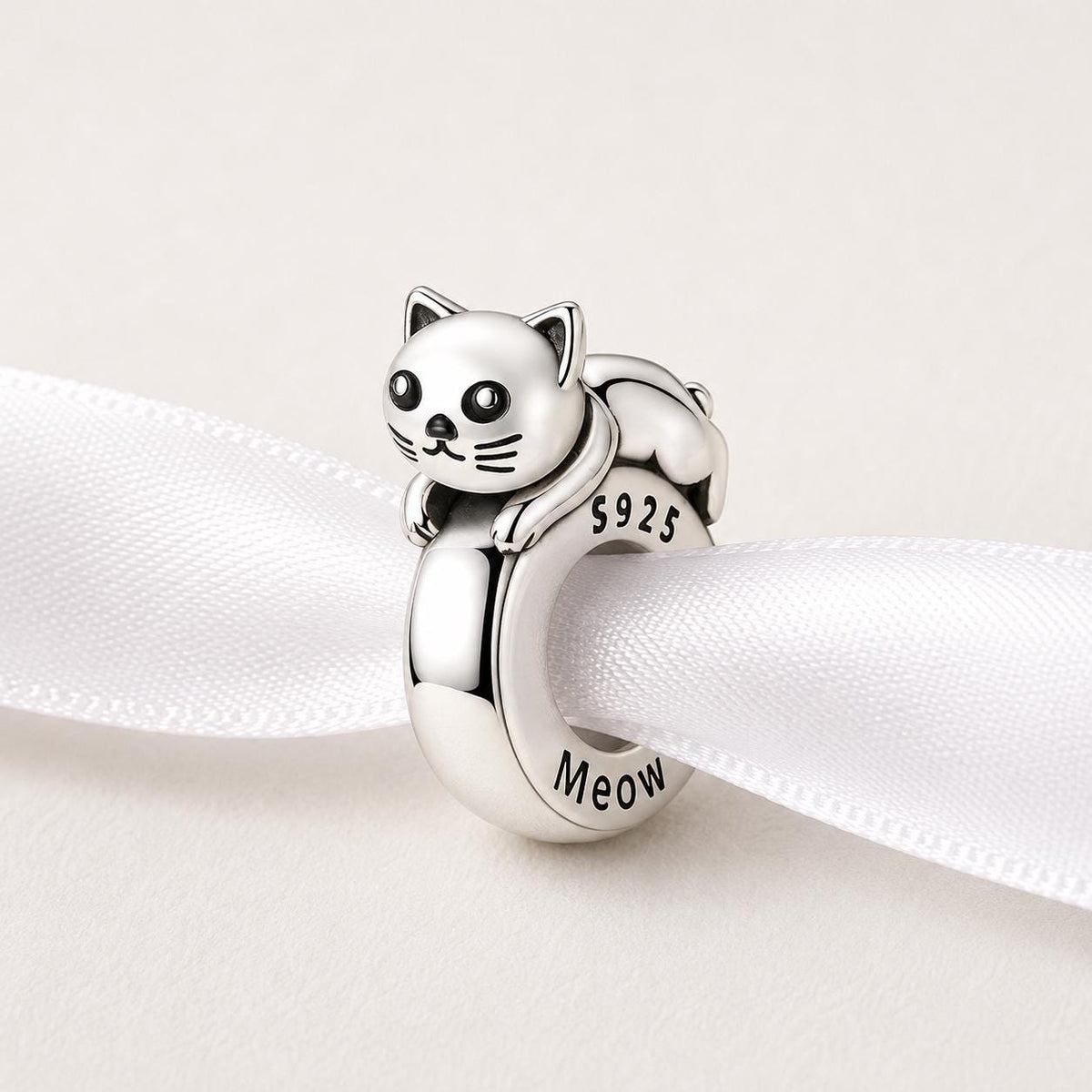 Meow Cat sterling silver charm alternate view