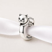 Meow Cat Stopper Fits Pandora Charm Bracelet, Silicone Grip Bead, Kitten Safety Spacer