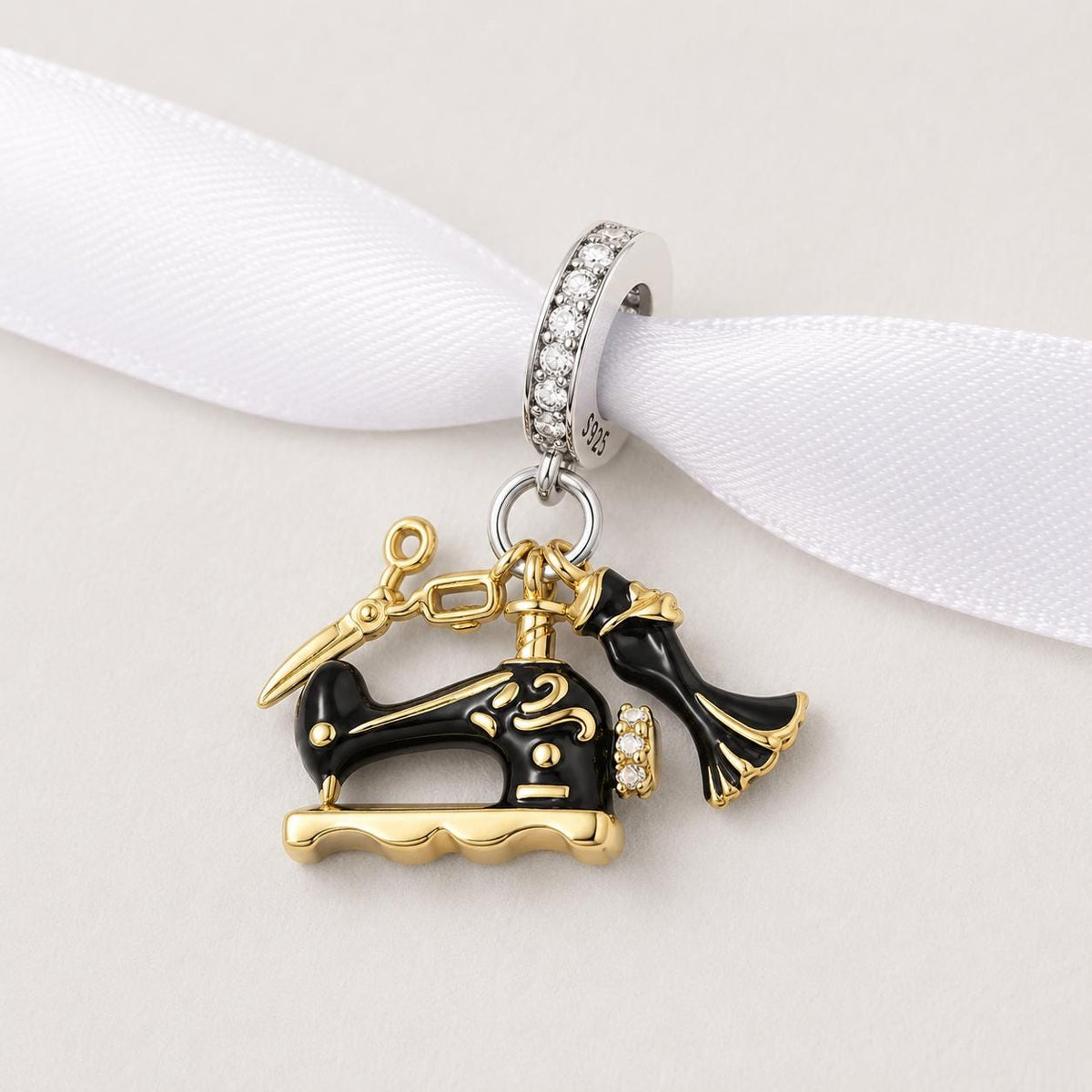 Sewing Machine sterling silver charm alternate view