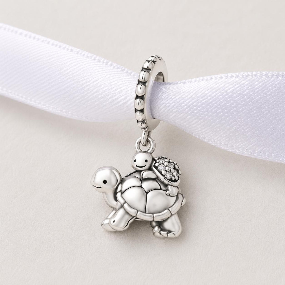 Tortoise Mom Baby sterling silver charm alternate view