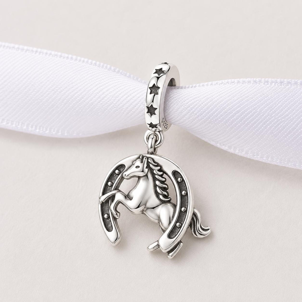 Horse Horseshoe sterling silver charm alternate view