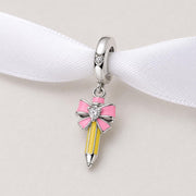 Pencil Bead Fits Pandora Charm Bracelet, Artist Student Teacher Gift, Silver School Dangle