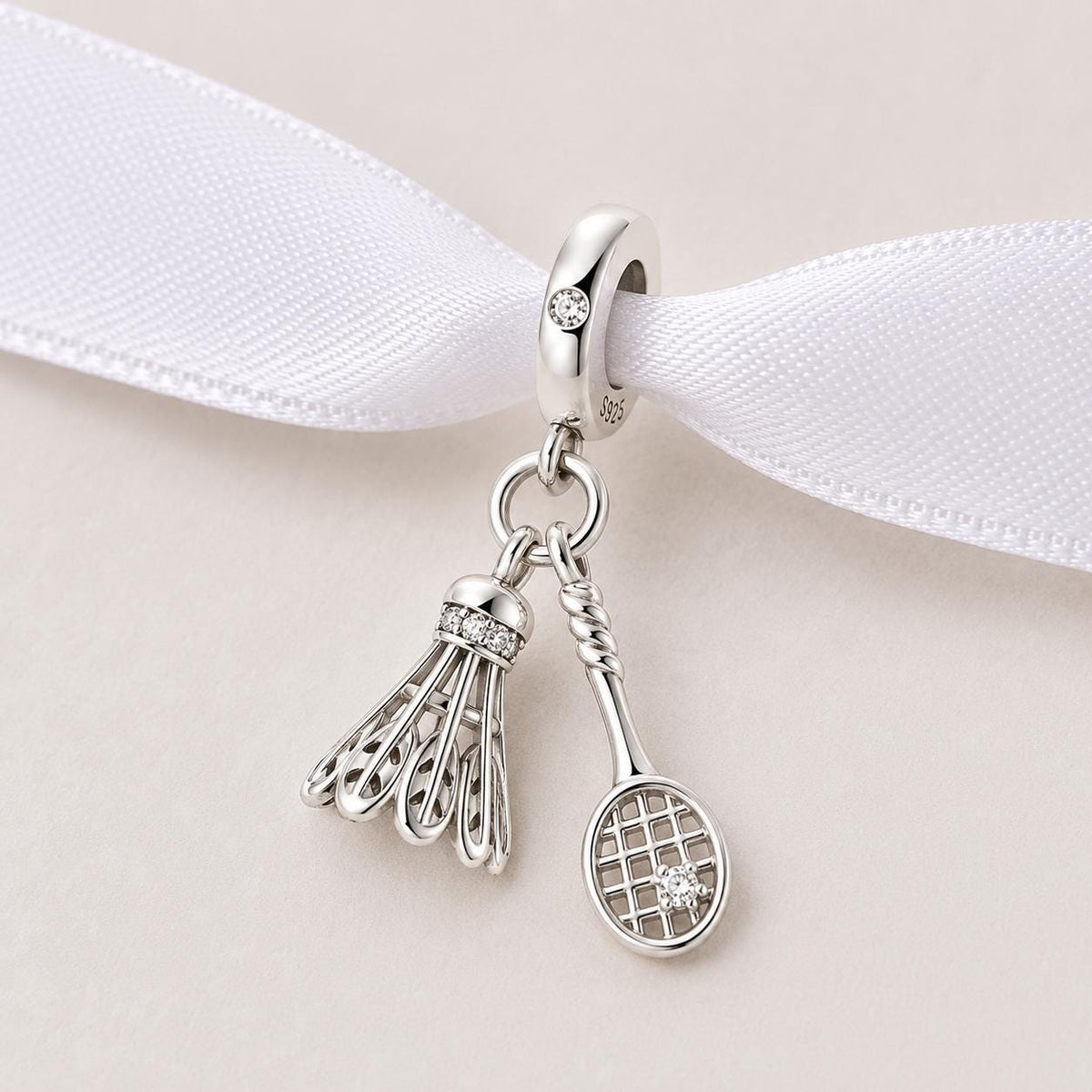 Badminton Racket sterling silver charm alternate view