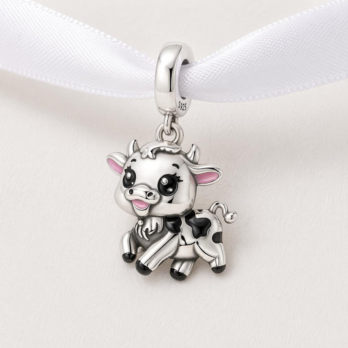 Cow sterling silver charm alternate view