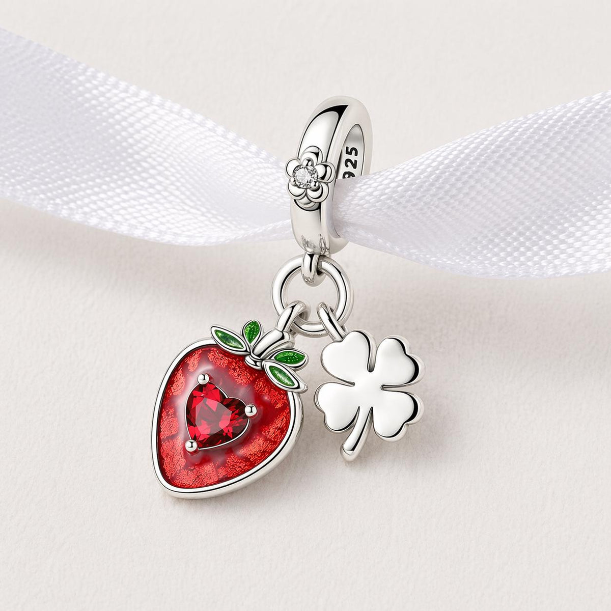 Strawberry Clover sterling silver charm alternate view