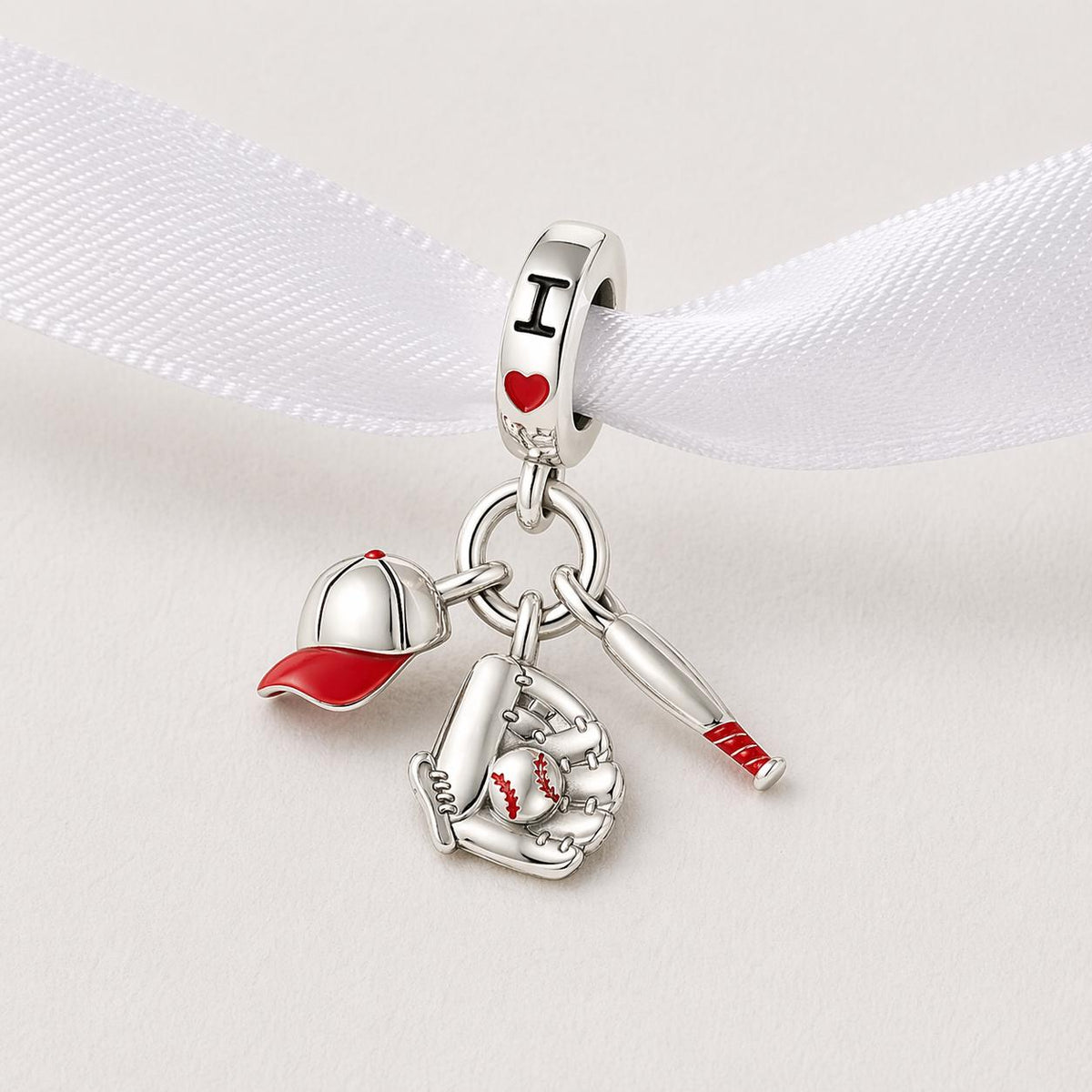 Baseball sterling silver charm alternate view