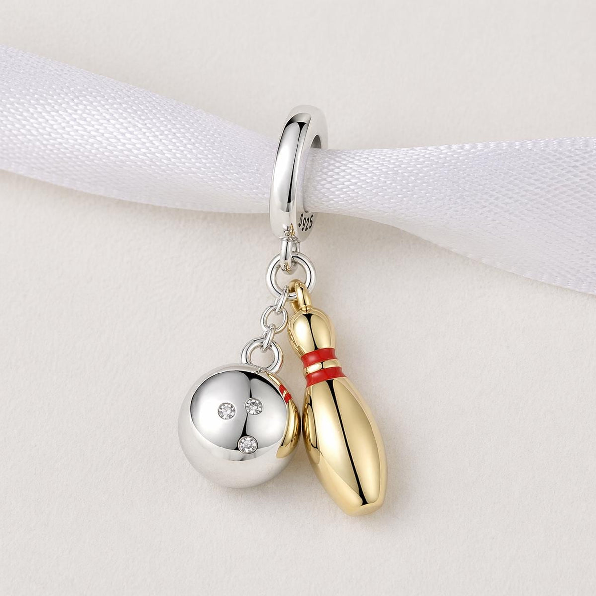 Bowling Ball Pin sterling silver charm alternate view