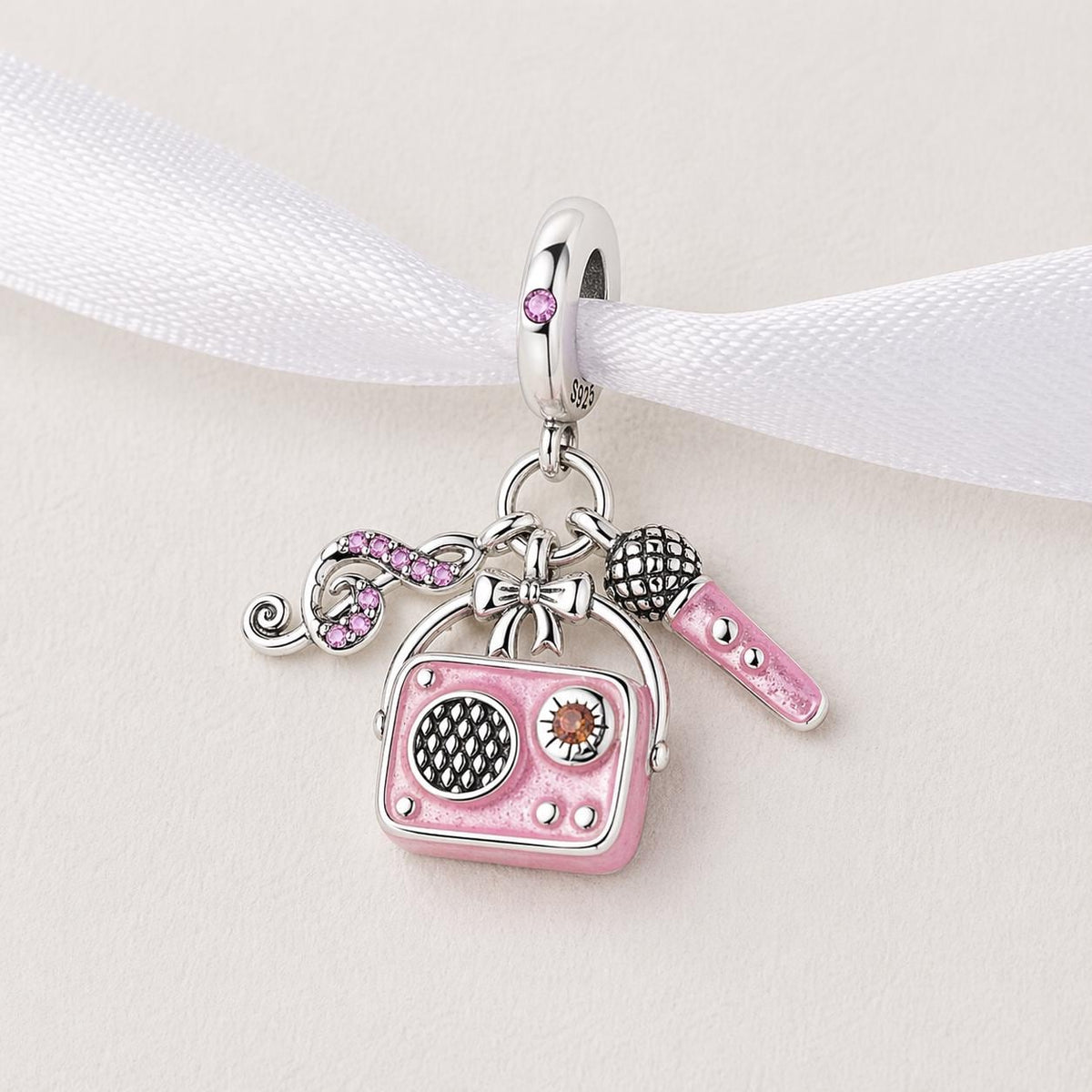 Music Radio sterling silver charm alternate view