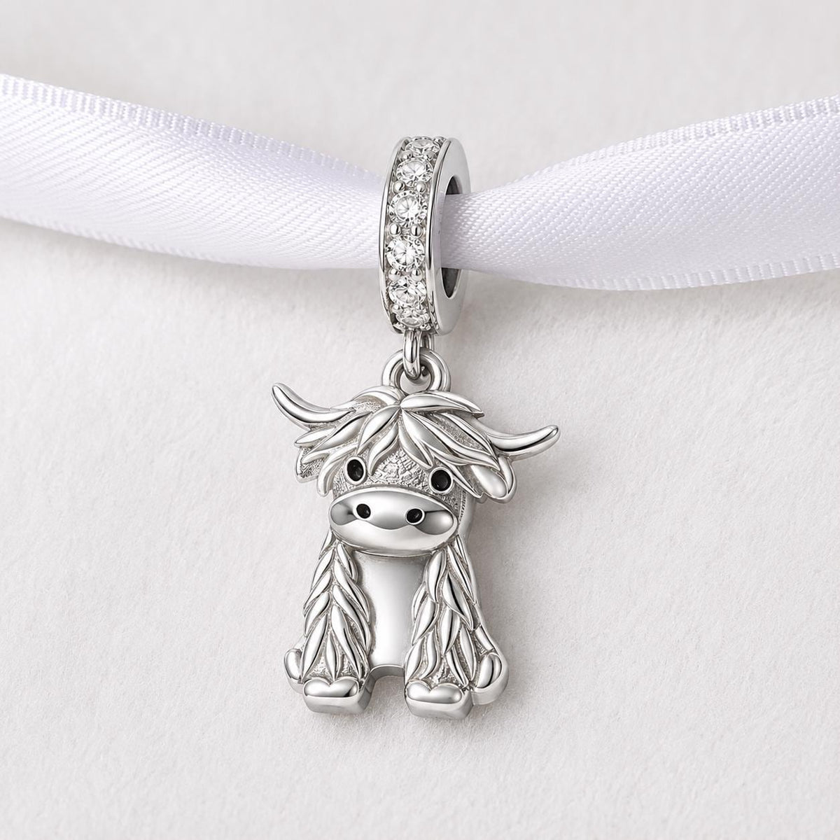 Highland Cow sterling silver charm alternate view