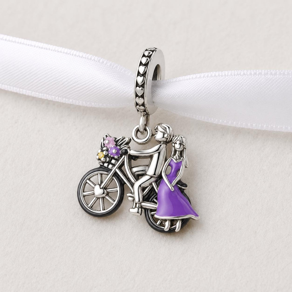 Bicycle Couple sterling silver charm alternate view