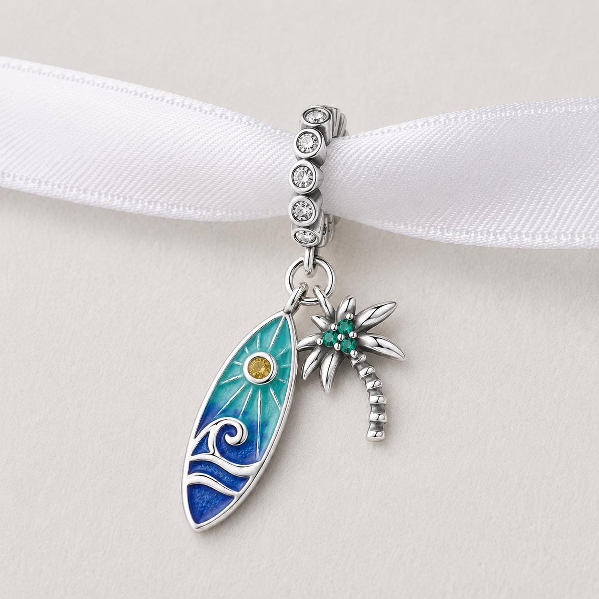Surfboard sterling silver charm alternate view