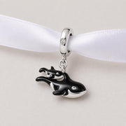 Orca Bead Fits Pandora Charm Bracelet, Mom & Baby Killer Whale, Ocean Animal Jewelry Gift