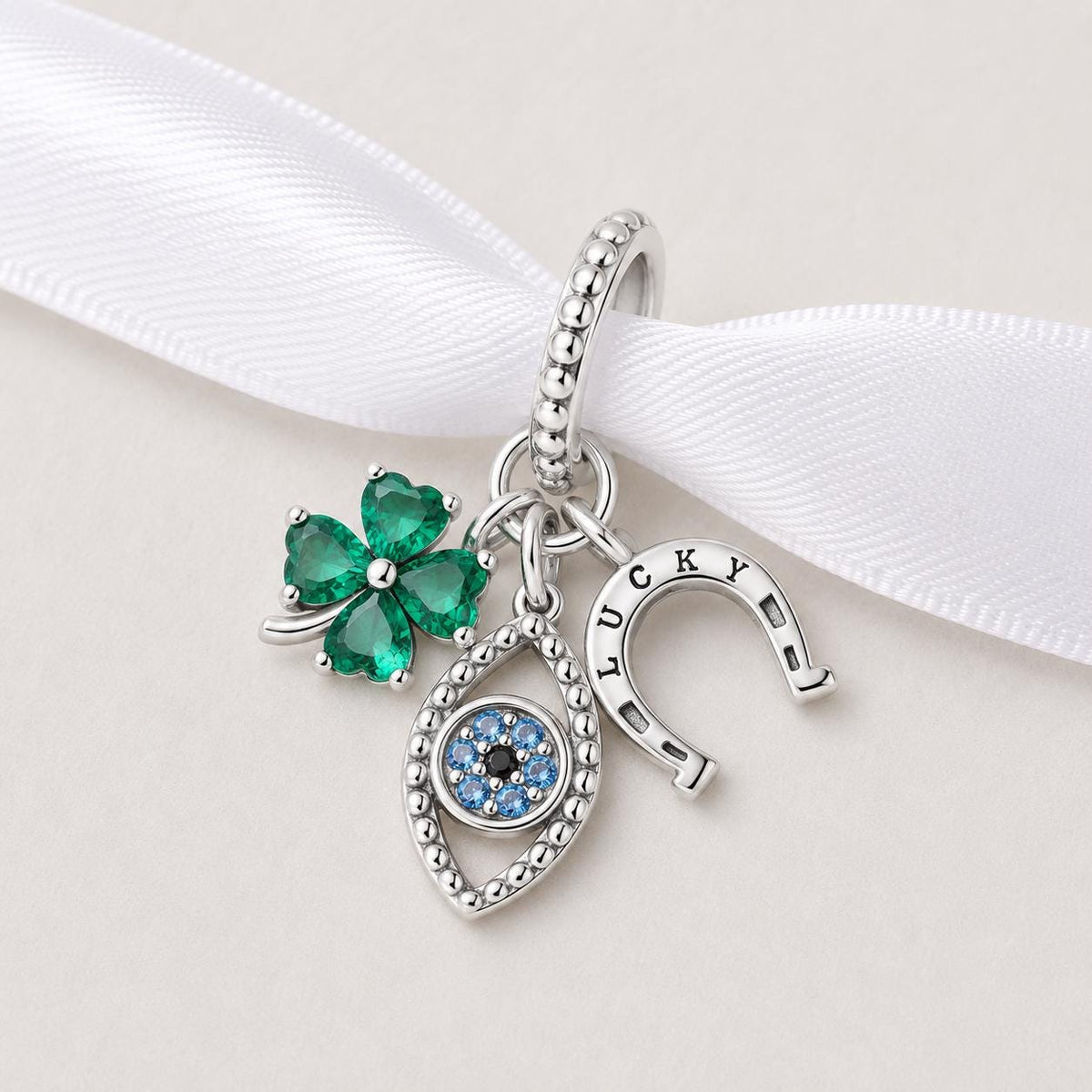 Good Luck sterling silver charm alternate view