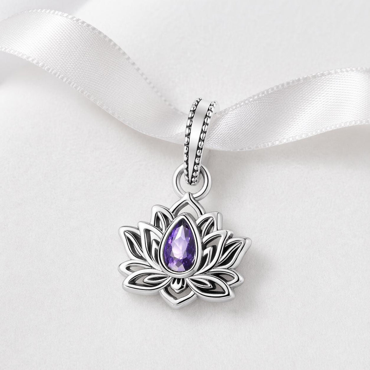 Lotus Flower sterling silver charm alternate view