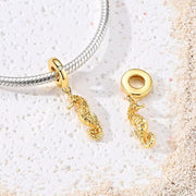 Seahorse Bead Fits Pandora Charm Bracelet, Gold Gilded Ocean Animal Dangle Summer Jewelry Gift