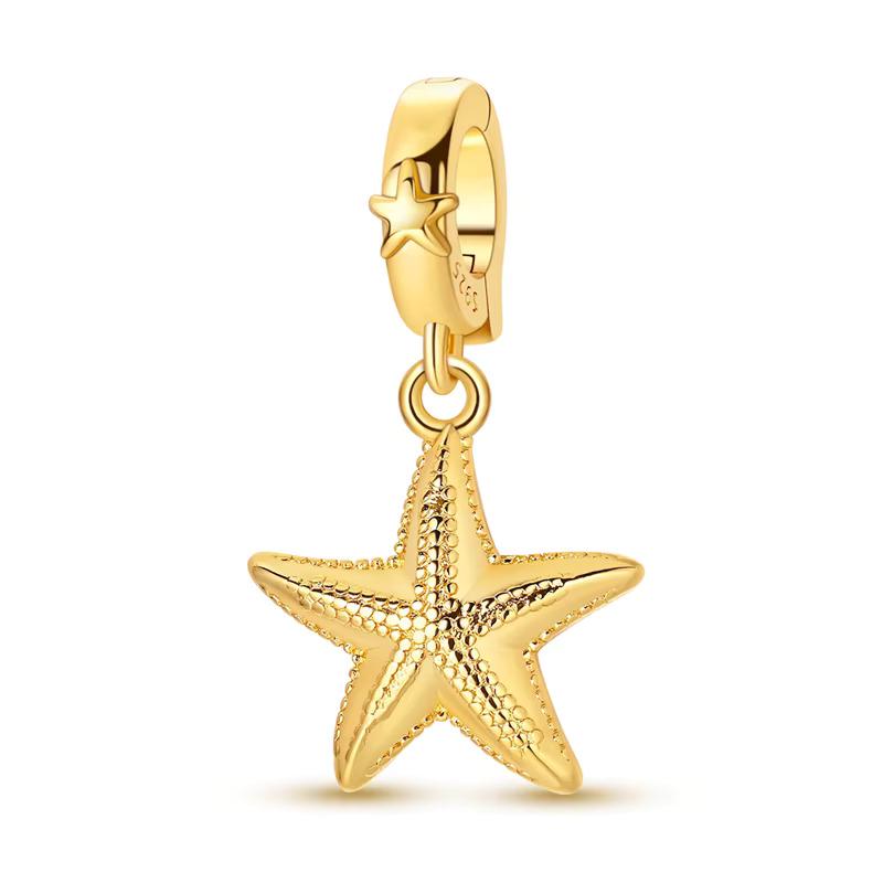 Golden Starfish 925 sterling silver charm