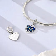 Starry Night Heart Dangle Fits Pandora Charm Bracelet, Silver Artistic Van Gogh Galaxy Gift