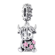 Scotland Cow Bead Fits Pandora Charm Bracelet, Silver Hairy Coo, Scottish Highland Cow Gift