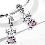 Scotland Cow Bead Fits Pandora Charm Bracelet, Silver Hairy Coo, Scottish Highland Cow Gift