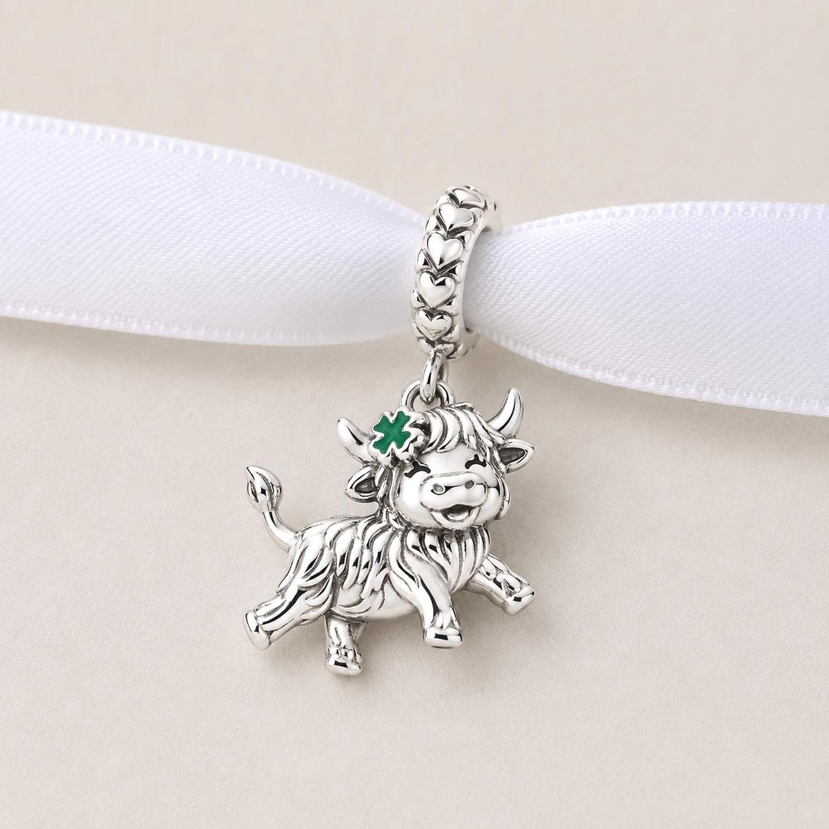 Highland Cow sterling silver charm alternate view