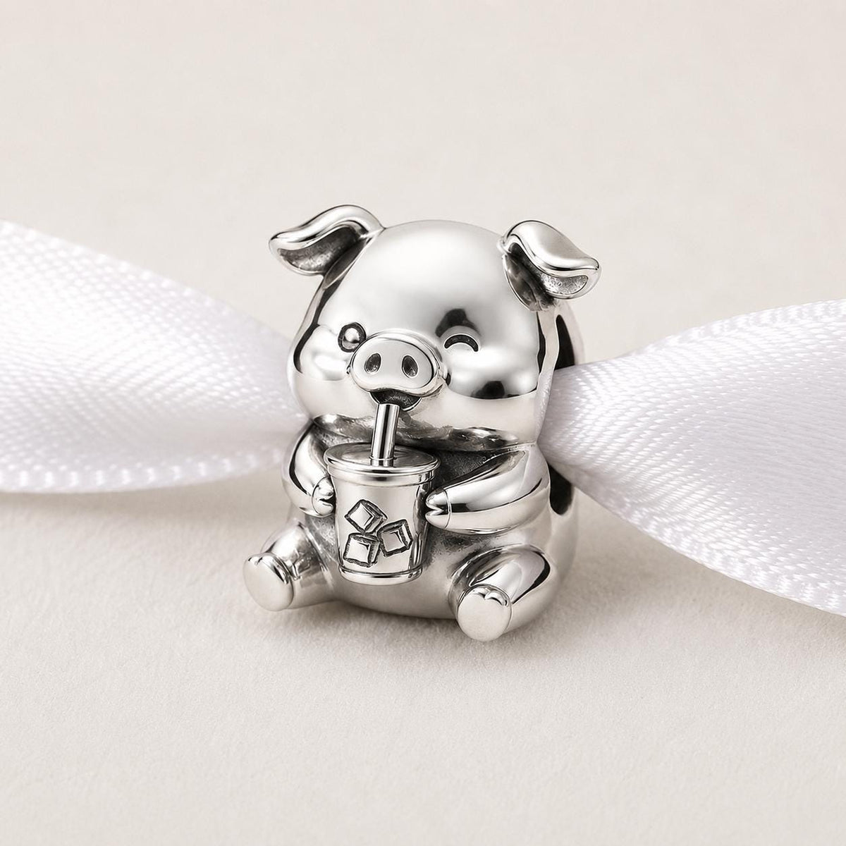 Pig sterling silver charm alternate view