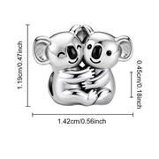 Koala Hug Bead Fits Pandora Charm Bracelet, Silver Australian Animal Pair Friendship Love Gift