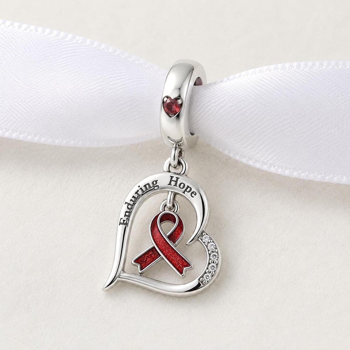 Enduring Hope Heart sterling silver charm alternate view