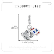 Thailand Dangle Fits Pandora Charm Bracelet, Silver Elephant God Ganesha Bead, Travel Jewelry Gift