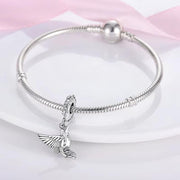 Hummingbird Bead Fits Pandora Charm Bracelet, Silver Bird Nature Garden Dangle Jewelry Gift
