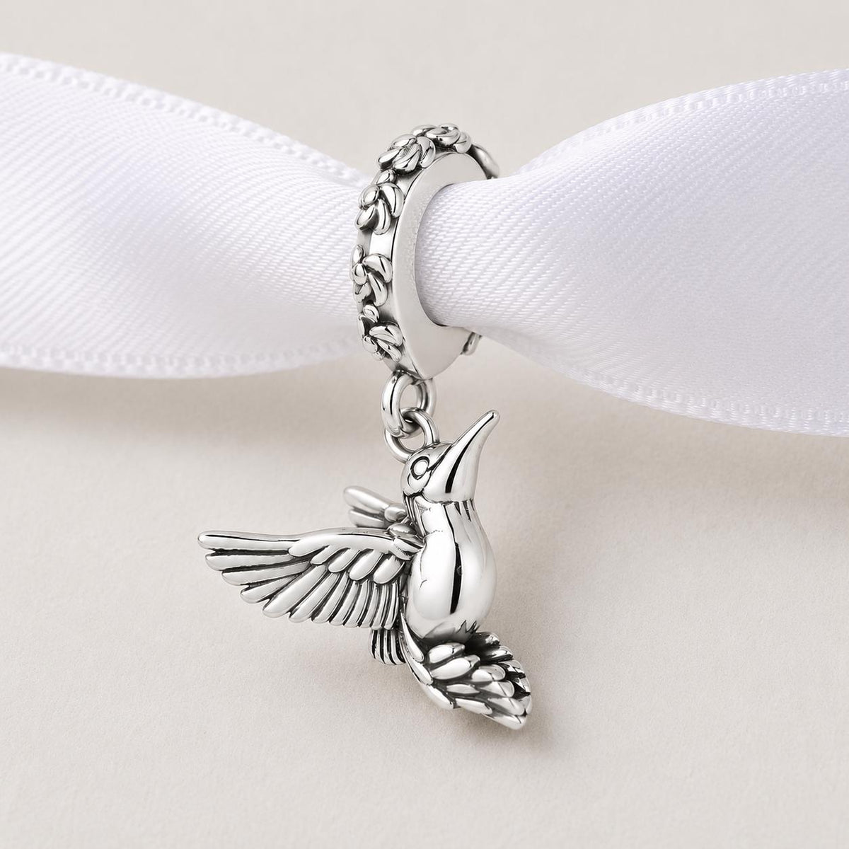 Hummingbird sterling silver charm alternate view