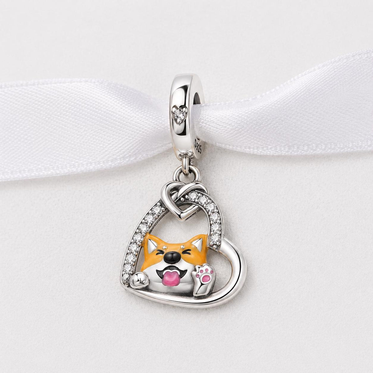 Shiba Inu sterling silver charm alternate view